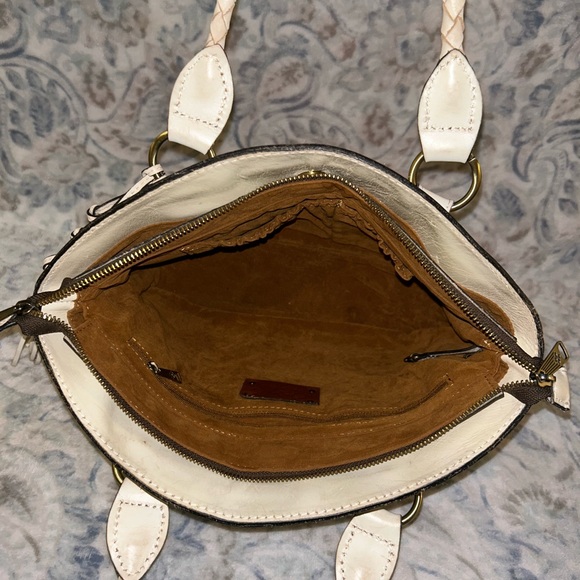 Patricia Nash Primrose Satchel Purse Tooled Shoulder Bag Ivory Beige Inlay - Picture 5 of 7